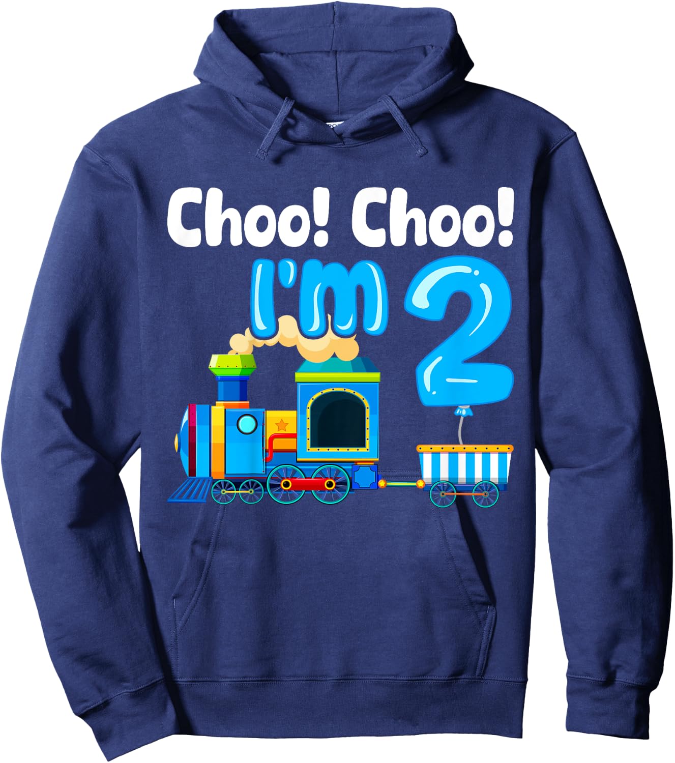 Train Choo Choo I'm 2 Years Old 2nd Birthday Train Kids Hoodie - Hoodie | Navy