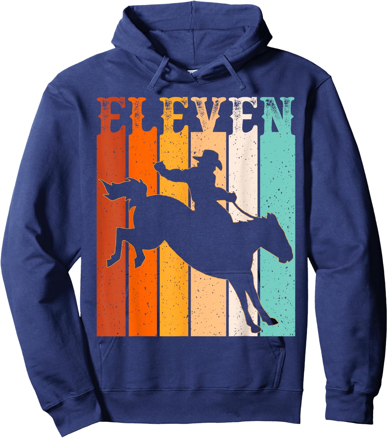 Cowboy 11th Birthday Rodeo Horse 11 Year Old Western Vintage Hoodie - Hoodie | Navy