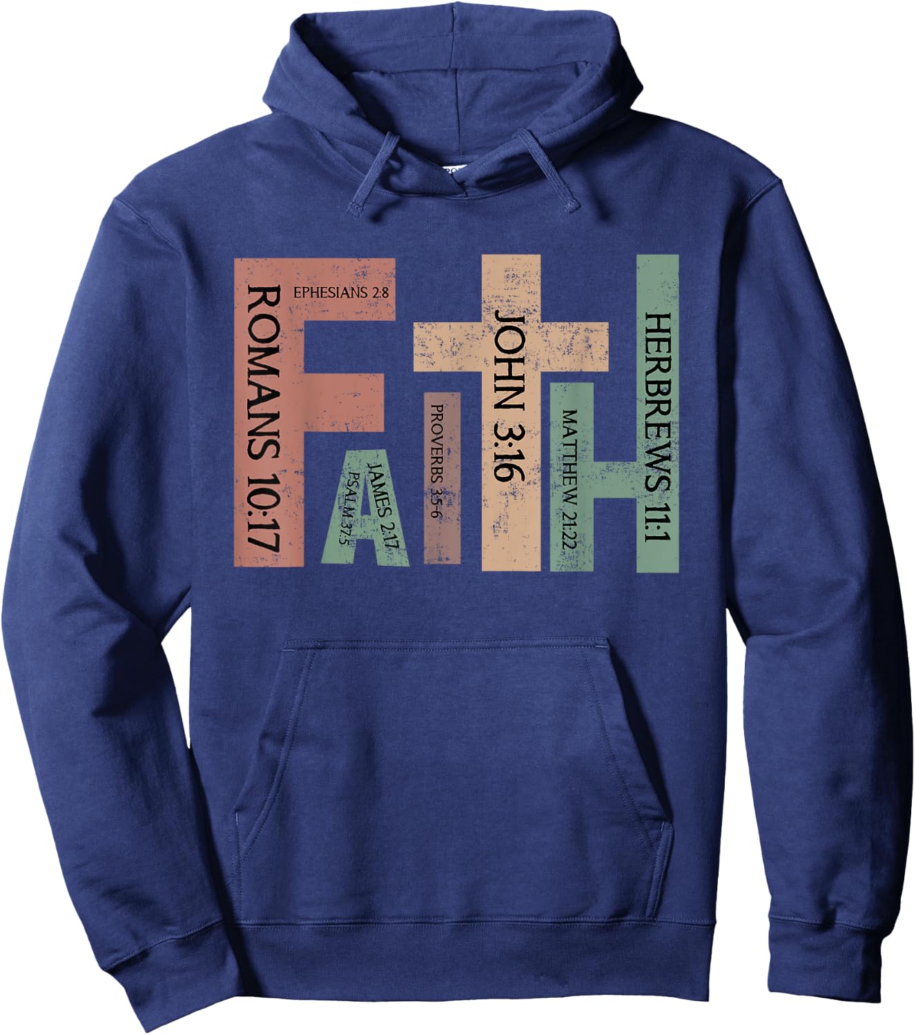 Retro Christian Faith Bible Verse Religious Christian Cross Hoodie - Hoodie | Navy
