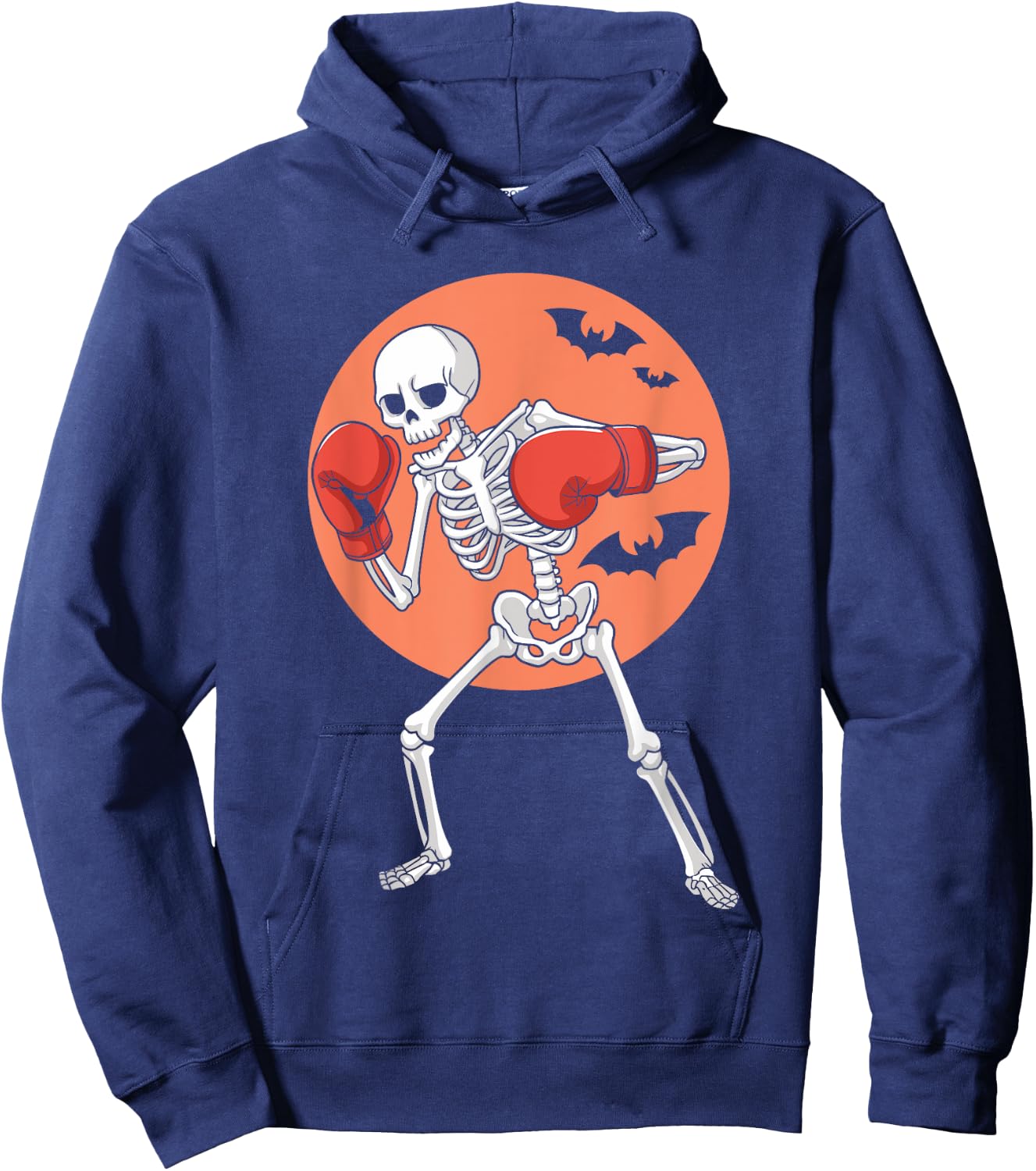 Funny Skeleton Boxing Lovers Spooky Halloween Boxer Moon Hoodie - Hoodie | Navy