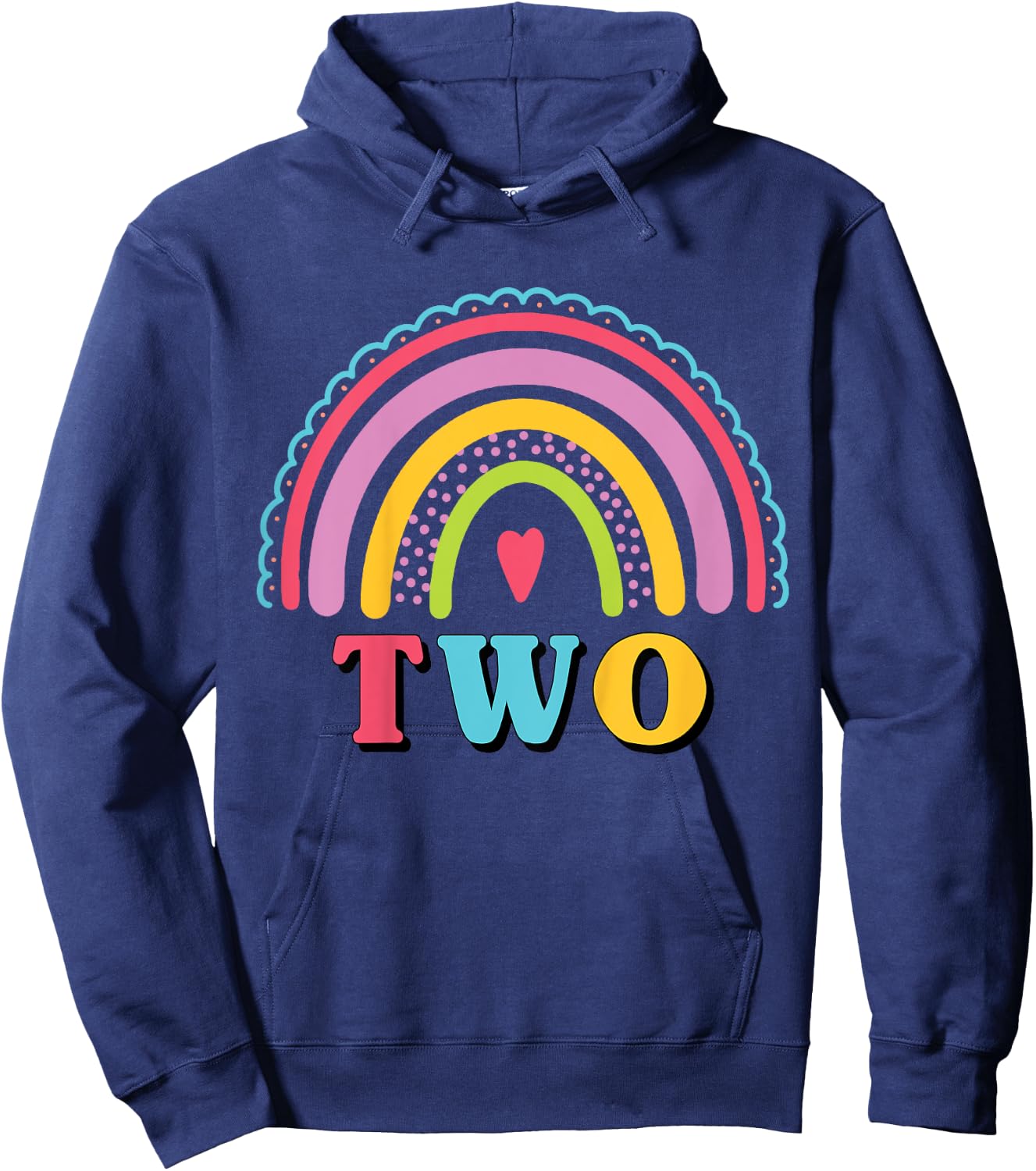 Kids Rainbow Birthday Girl Two Years Old 2nd Birthday Kids Girls Hoodie - Hoodie | Navy