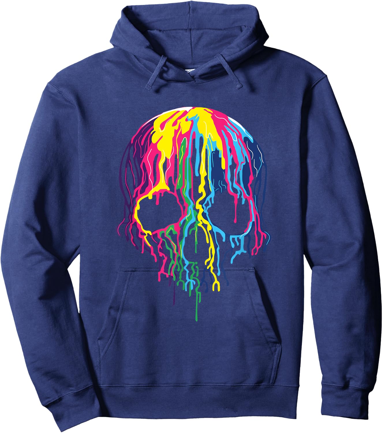 Colorful Melting Rainbow Skull Art Graphic Halloween Costume Hoodie - Hoodie | Navy