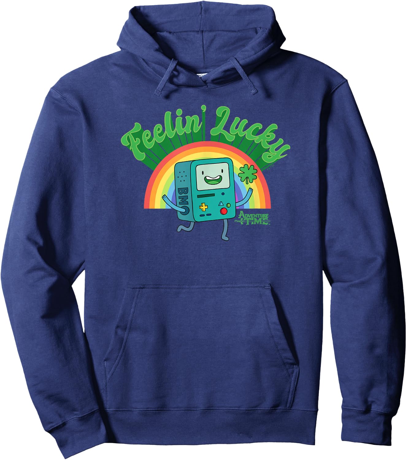Adventure Time St. Patrick's Day BMO Rainbow Feelin' Lucky Hoodie - Hoodie | Navy