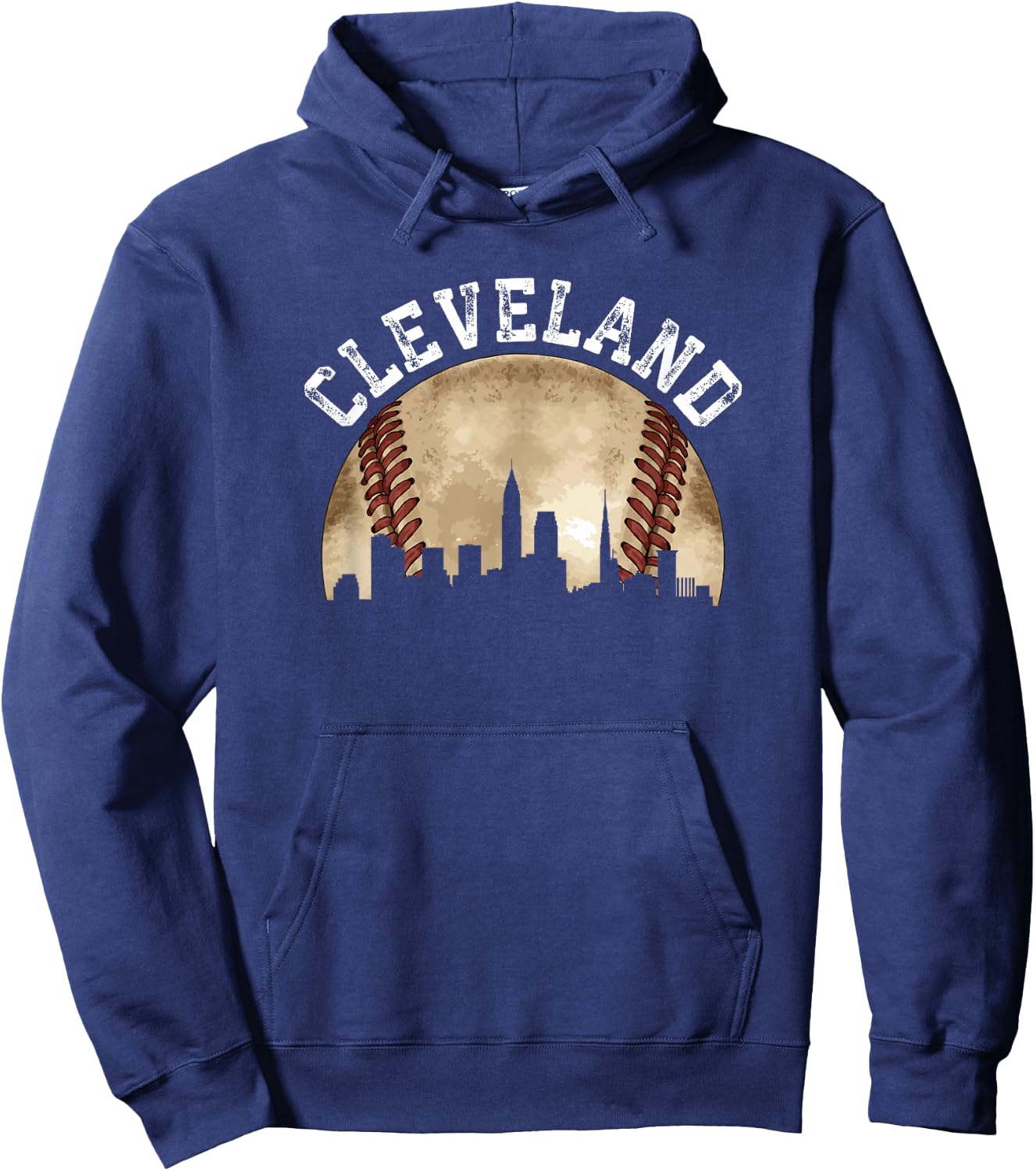 Cleveland Skyline City Vintage Baseball Lover Hoodie - Hoodie | Navy