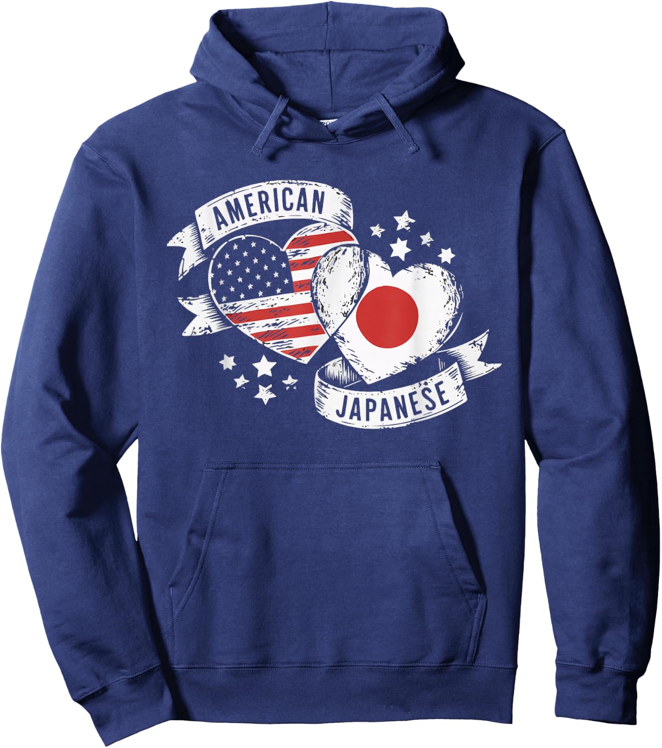 Half Japanese Half American USA Flag Japan America Hoodie - Hoodie | Navy