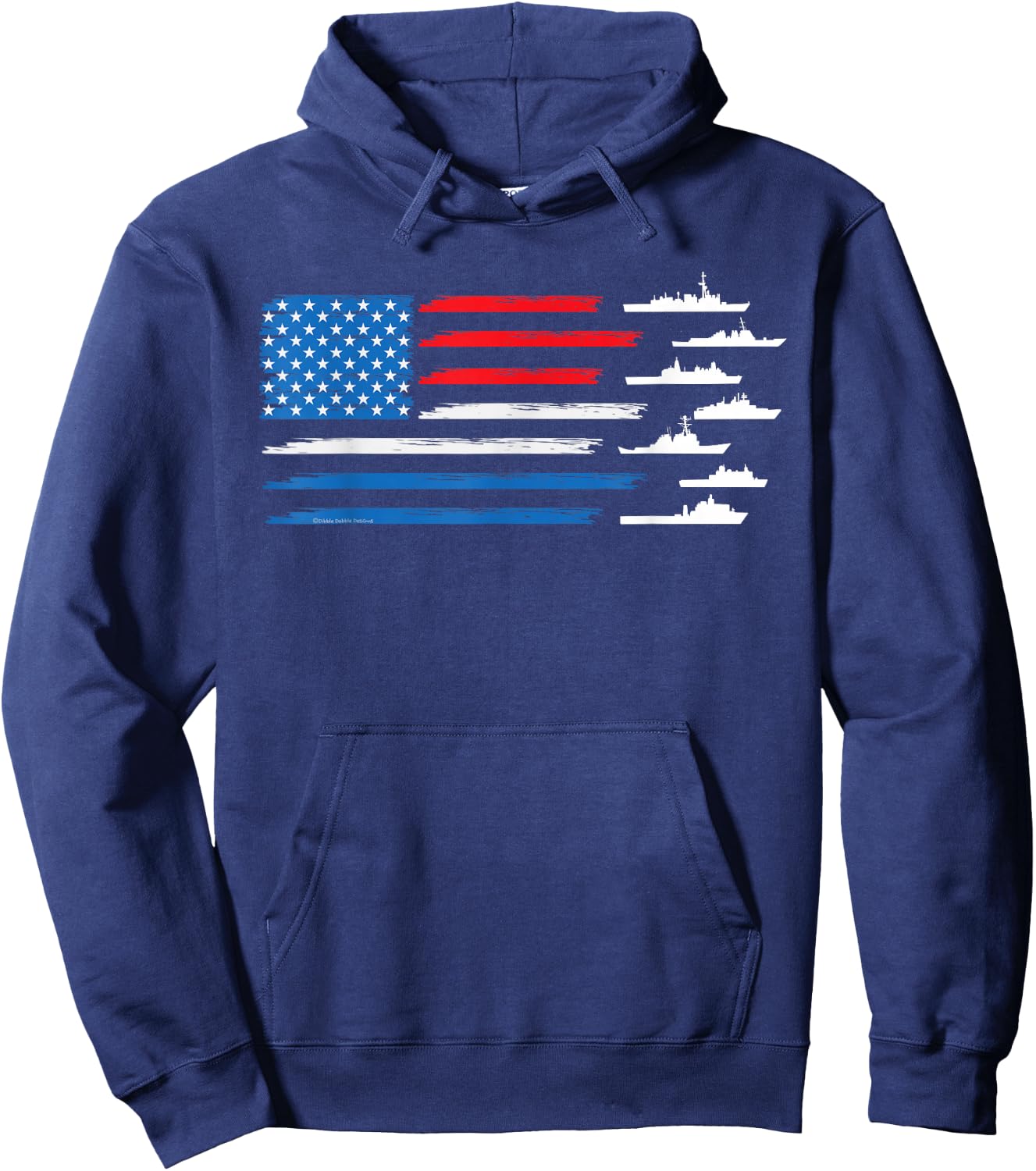 Patriotic Red White Blue USA Flag Military Ships 4th of July Hoodie - Hoodie | Navy