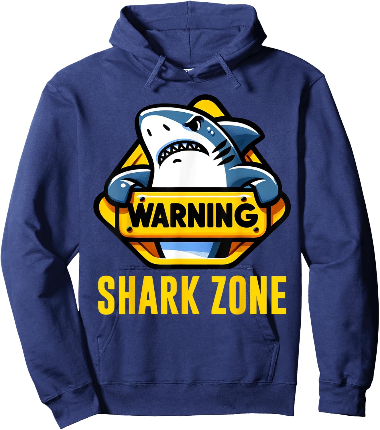 Cool Shark Warning Shark Zone Beach Funny Shark , Small, Black Hoodie - Hoodie | Navy