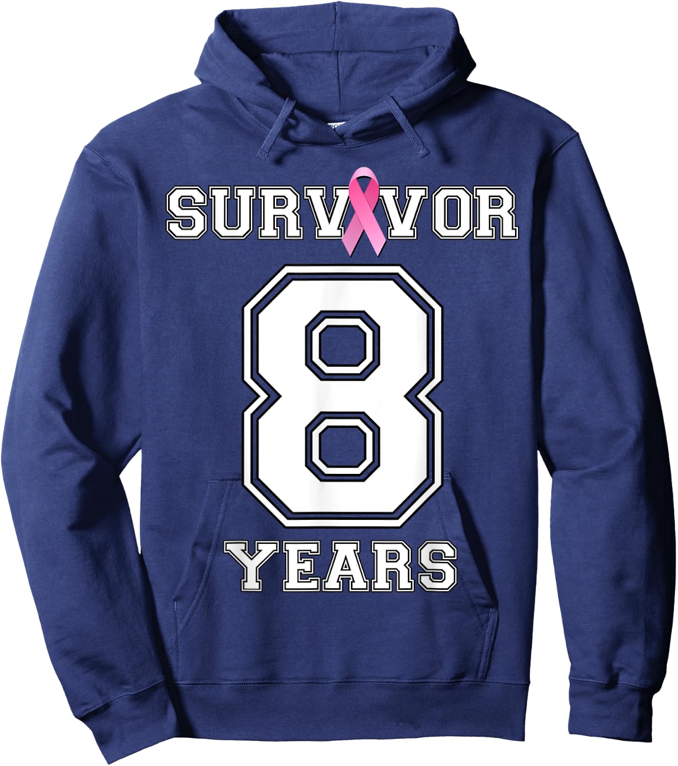 8 Years Breast Cancer Survivor Pink Ribbon Awareness ZL Hoodie - Hoodie | Navy