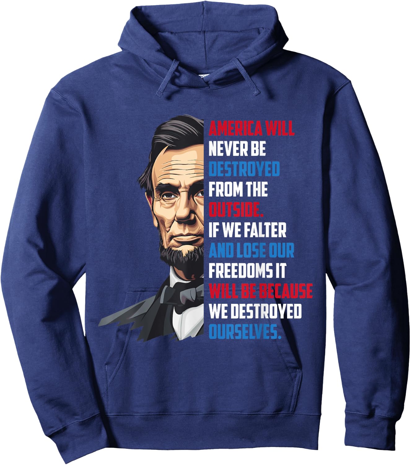 Pro-Democracy Abraham Lincoln Quote Stand For Freedom Hoodie - Hoodie | Navy