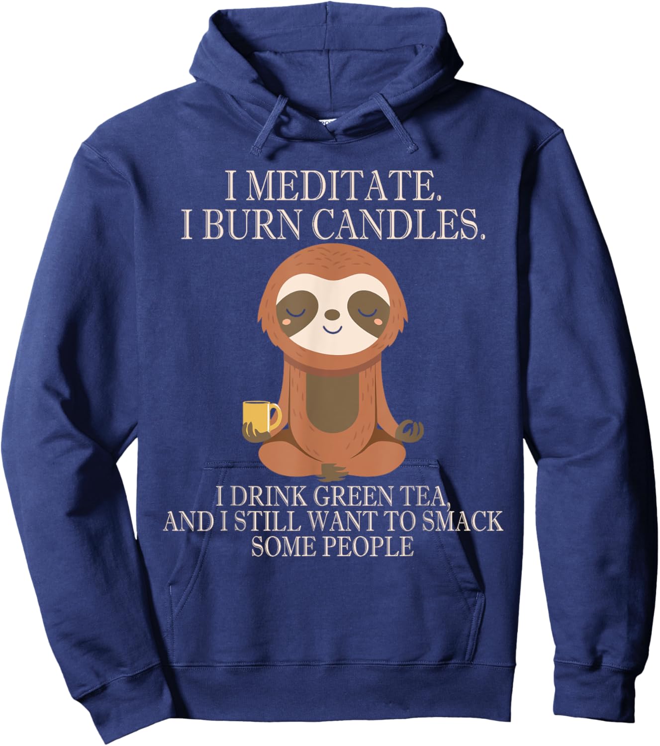 Funny Cute Sloth Meditation Inner Peace Hoodie - Hoodie | Navy