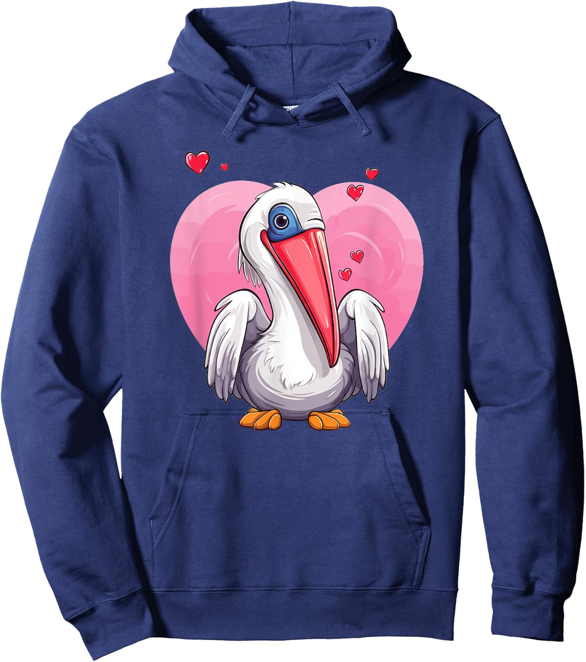 Cute Pelican With Hearts I Kids Pelican Hoodie - Hoodie | Navy