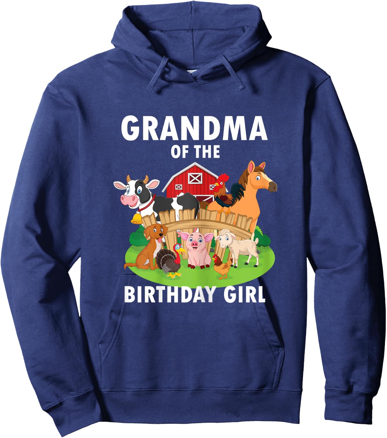 Grandma Of The Birthday Girl Farm Animal Matching Farm Theme Hoodie - Hoodie | Navy