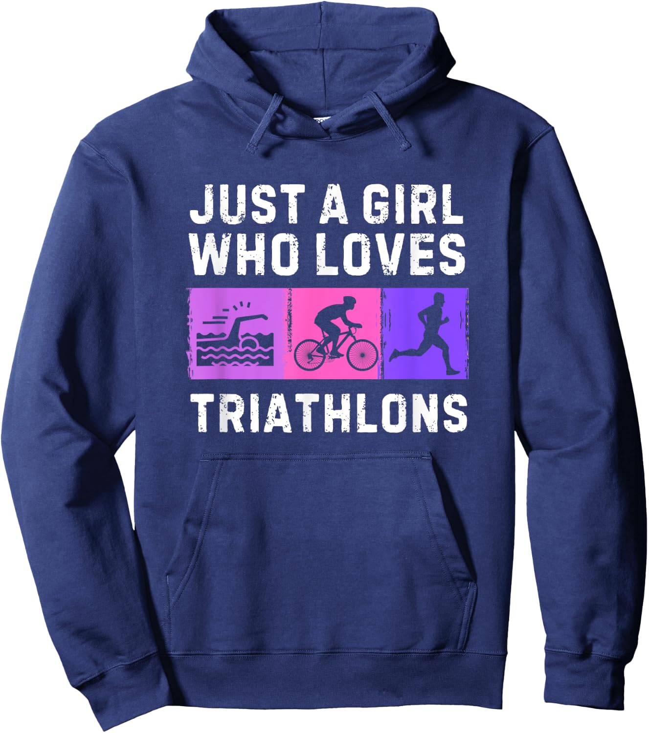 Fun Triathlon For Girls Kids Swimming Running Swim Bike Run Hoodie - Hoodie | Navy
