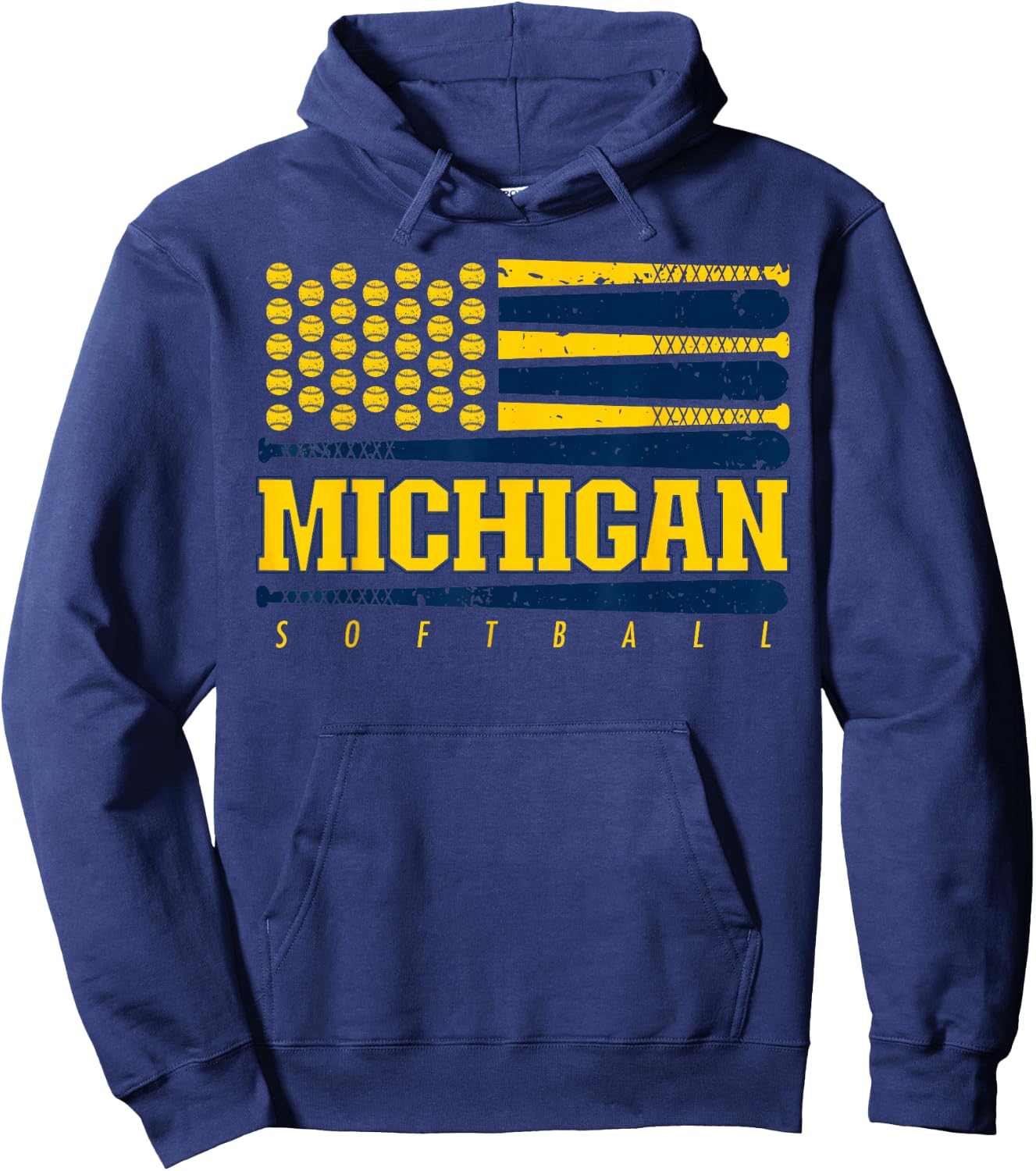 Michigan Softball Vintage Kids Team Retro Softball Fan Hoodie - Hoodie | Navy