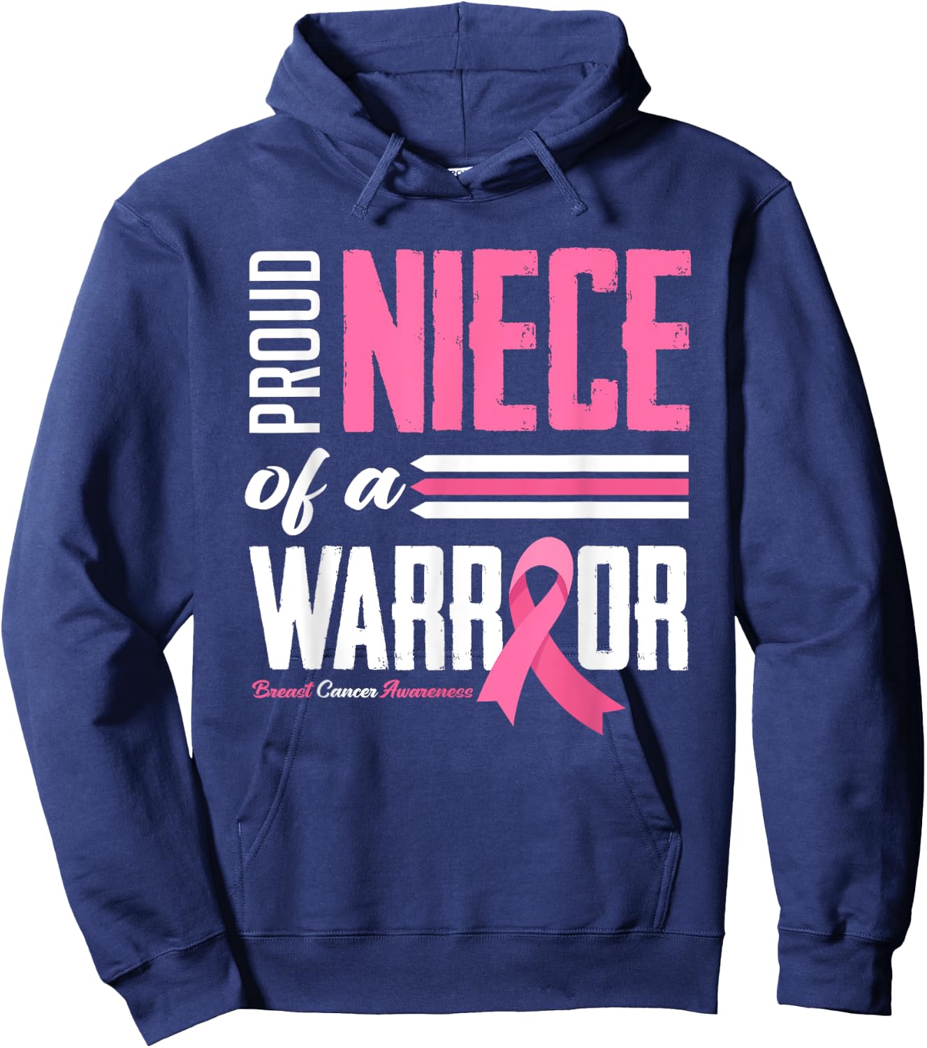 Proud Niece Of A Warrior Aunt Breast Cancer Awareness Hoodie - Hoodie | Navy