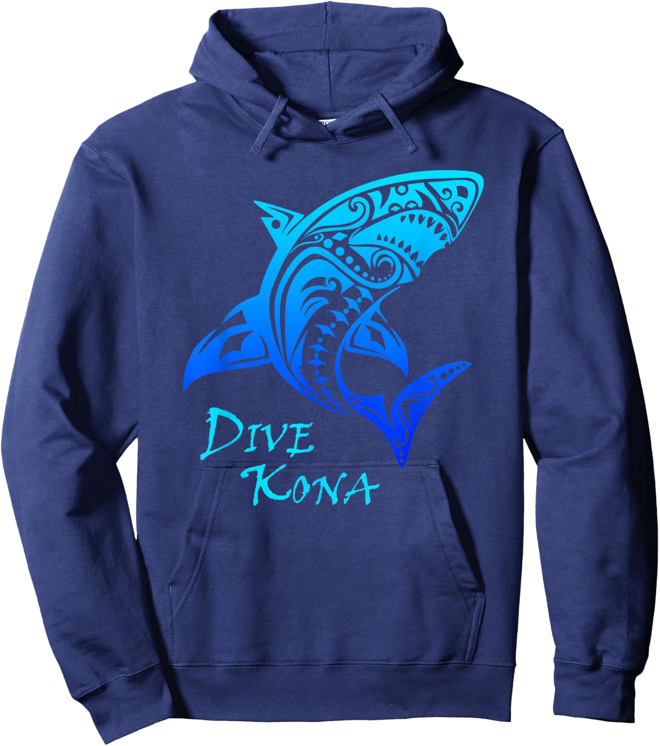 Dive Kona Hawaii Tribal Shark Polynesian Tattoo Gift Hoodie - Hoodie | Navy