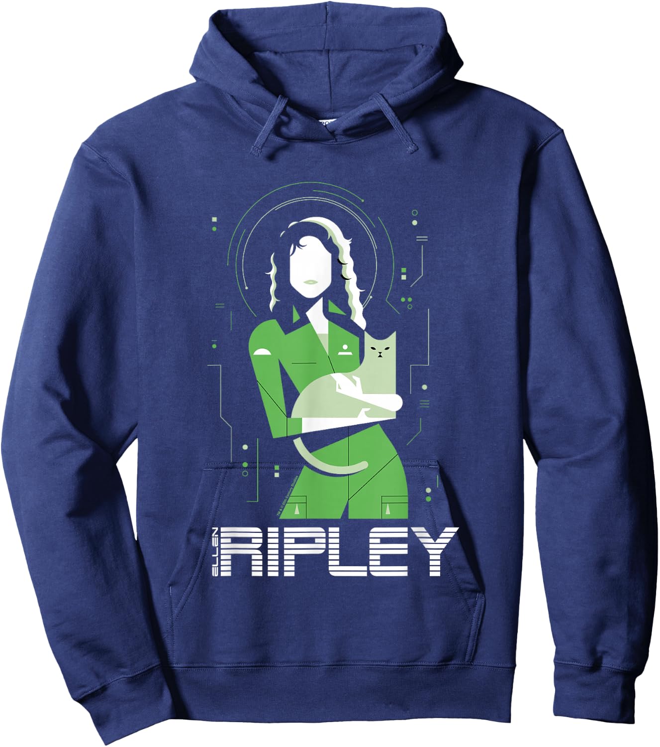 Aliens Iconic Strong Ellen Ripley Silhouette Chest Portrait Hoodie - Hoodie | Navy
