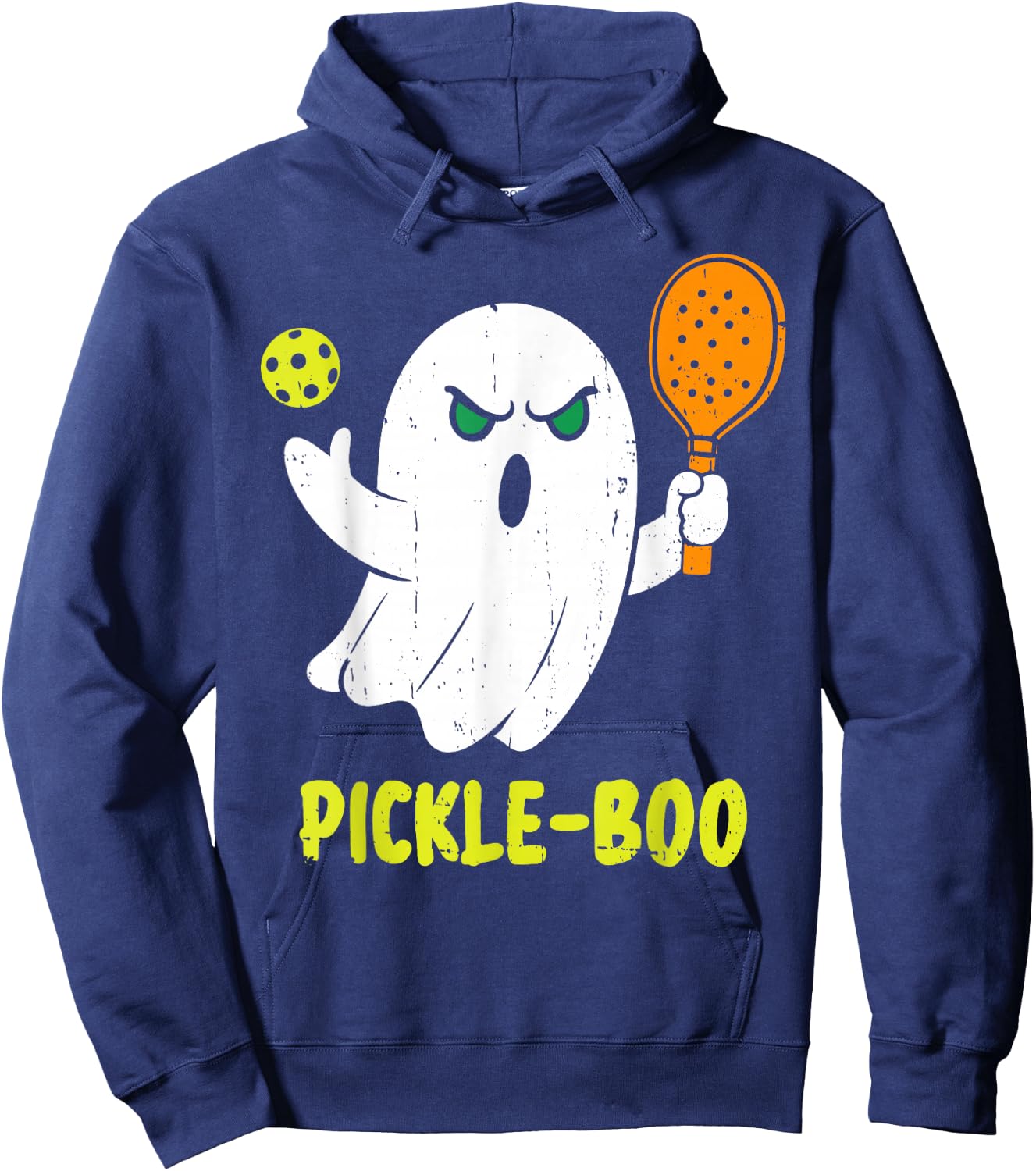 Halloween Pickleball Pickle Boo Ghost Costume Men Women Kids Hoodie - Hoodie | Navy