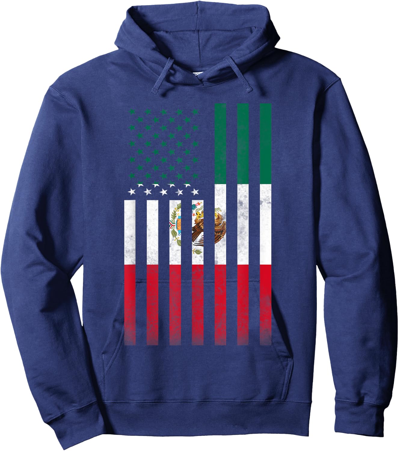 Half Mexican Flag | Vintage American Inside Me USA Gift Hoodie - Hoodie | Navy