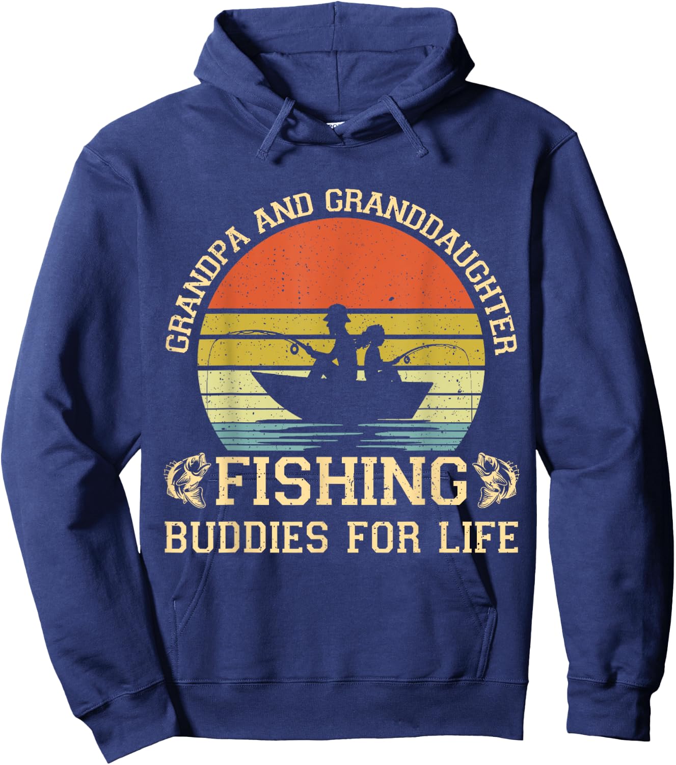 Vintage Grandpa And Granddaughter Fishing Buddies For Life Hoodie - Hoodie | Navy