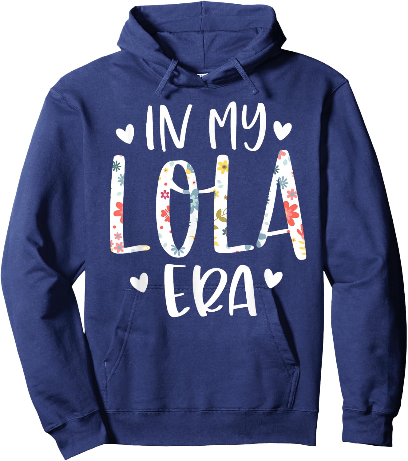 in My Lola Era Flower Letter Floral for Lola Hoodie - Hoodie | Navy