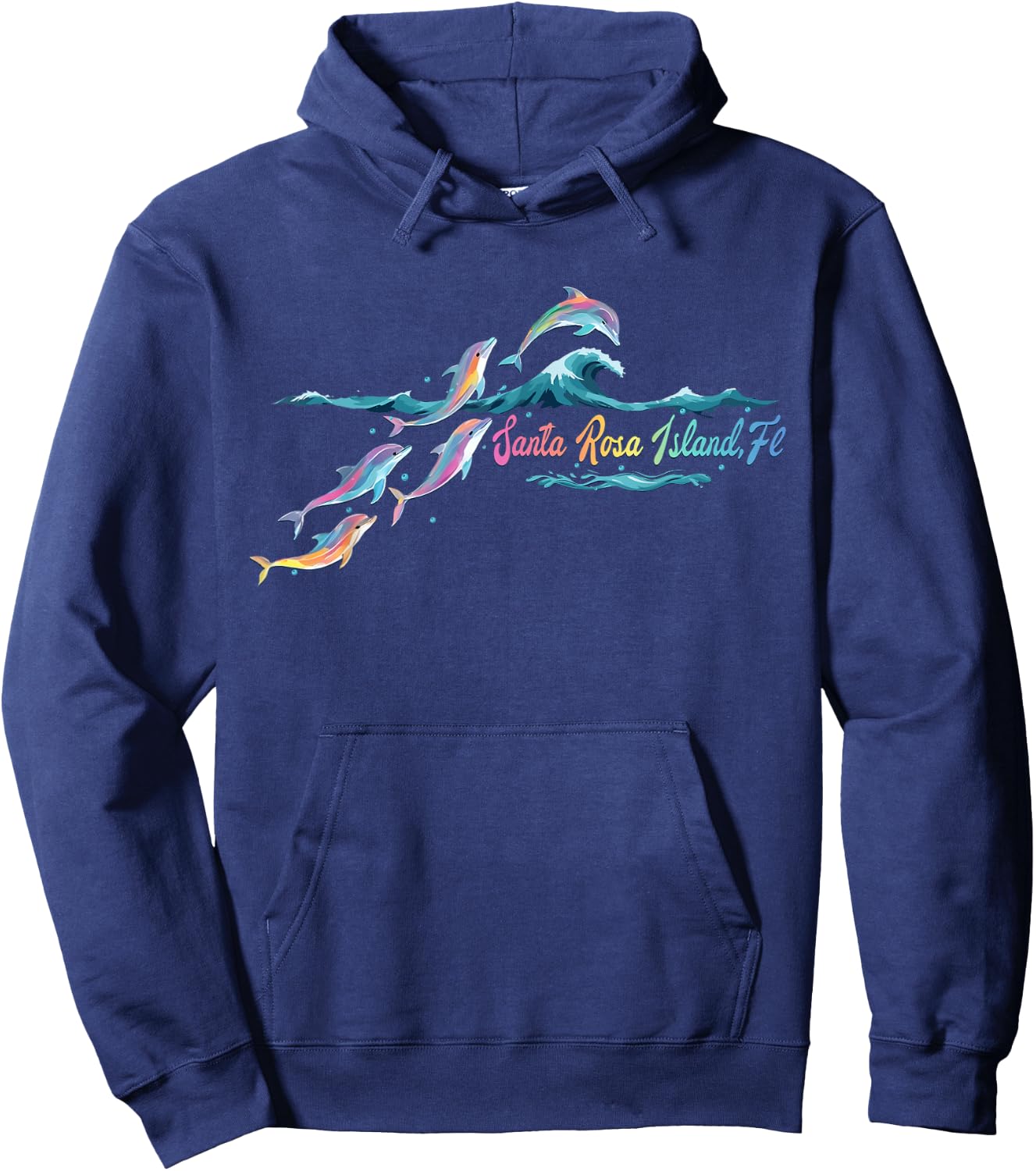Santa Rosa Island Florida Colorful Dolphin Lover Beach Hoodie - Hoodie | Navy