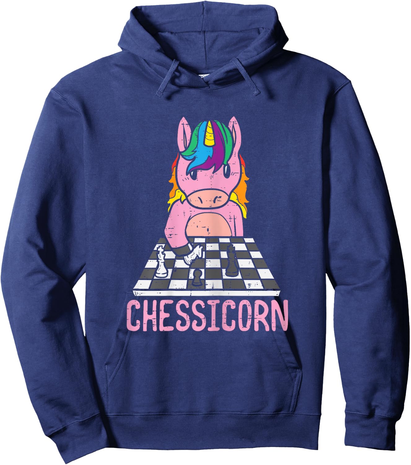Chessicorn Unicorn Playing Chess Player Women Girls Kids Hoodie - Hoodie | Navy