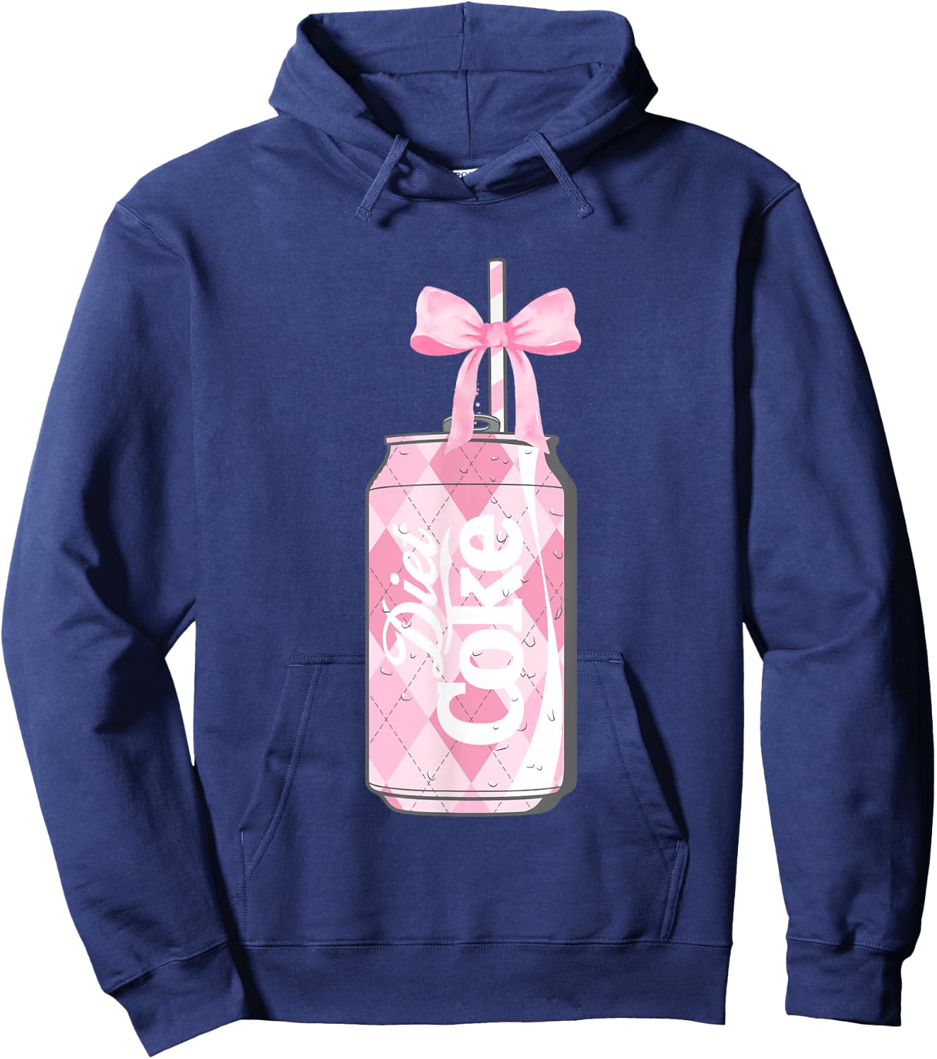 Coca-Cola Pink Diet Coke With Straw & Bow Vintage Hoodie - Hoodie | Navy