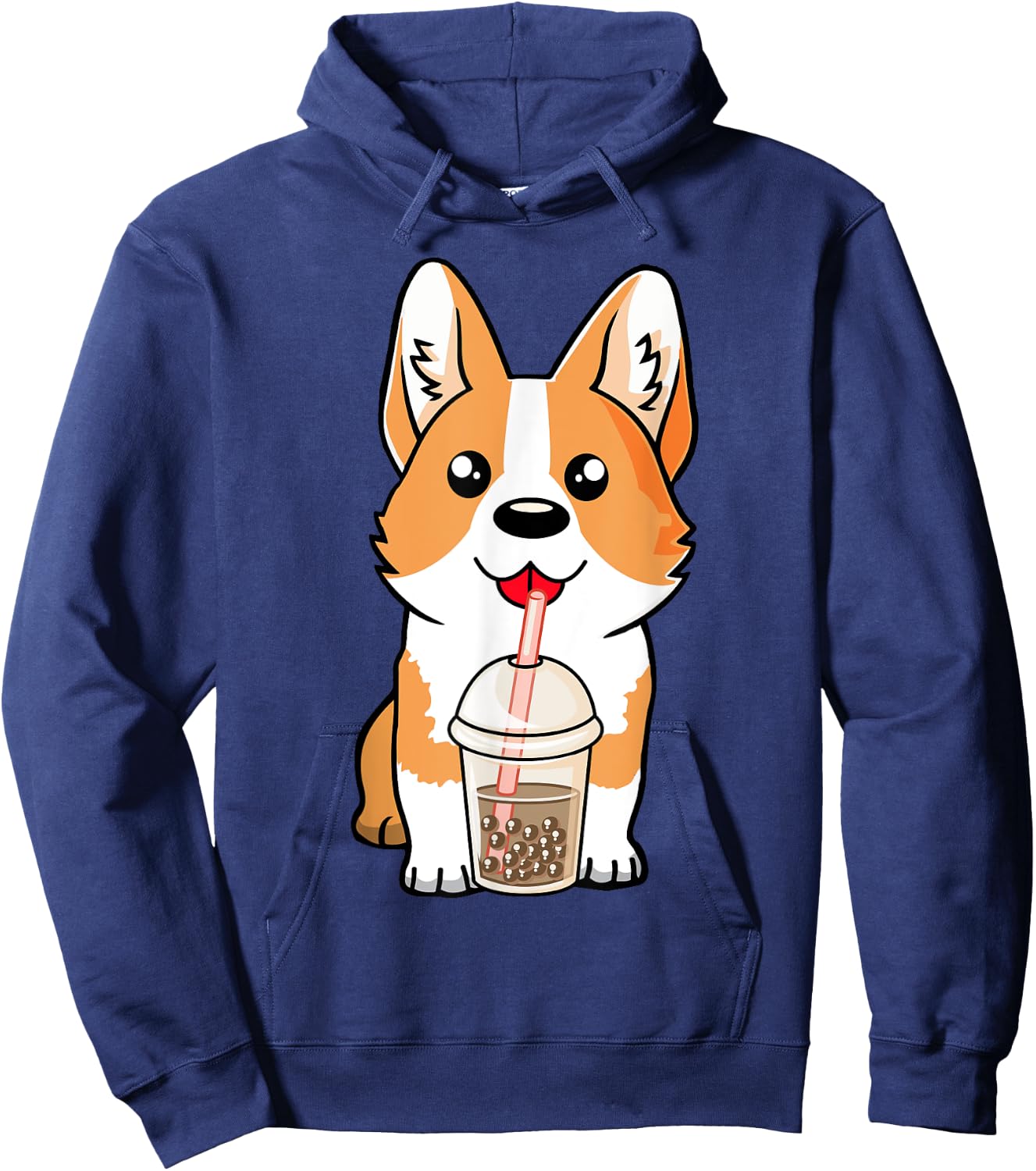 Boba Milk Tea Corgi Dog Puppy Lover Kawaii Japanese Anime Hoodie - Hoodie | Navy
