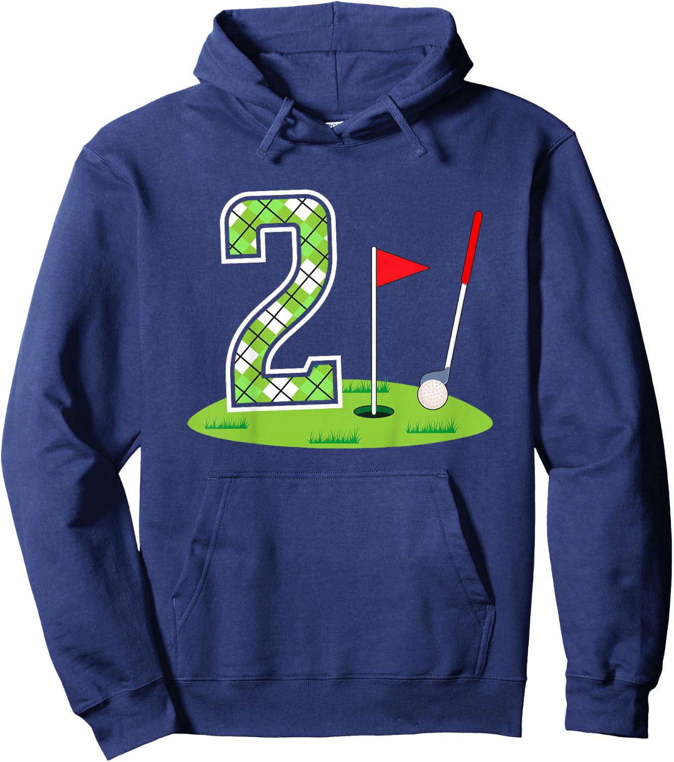 Kids 2nd Birthday Party Golf Boy Two Year Old Golf Player Hoodie - Hoodie | Navy