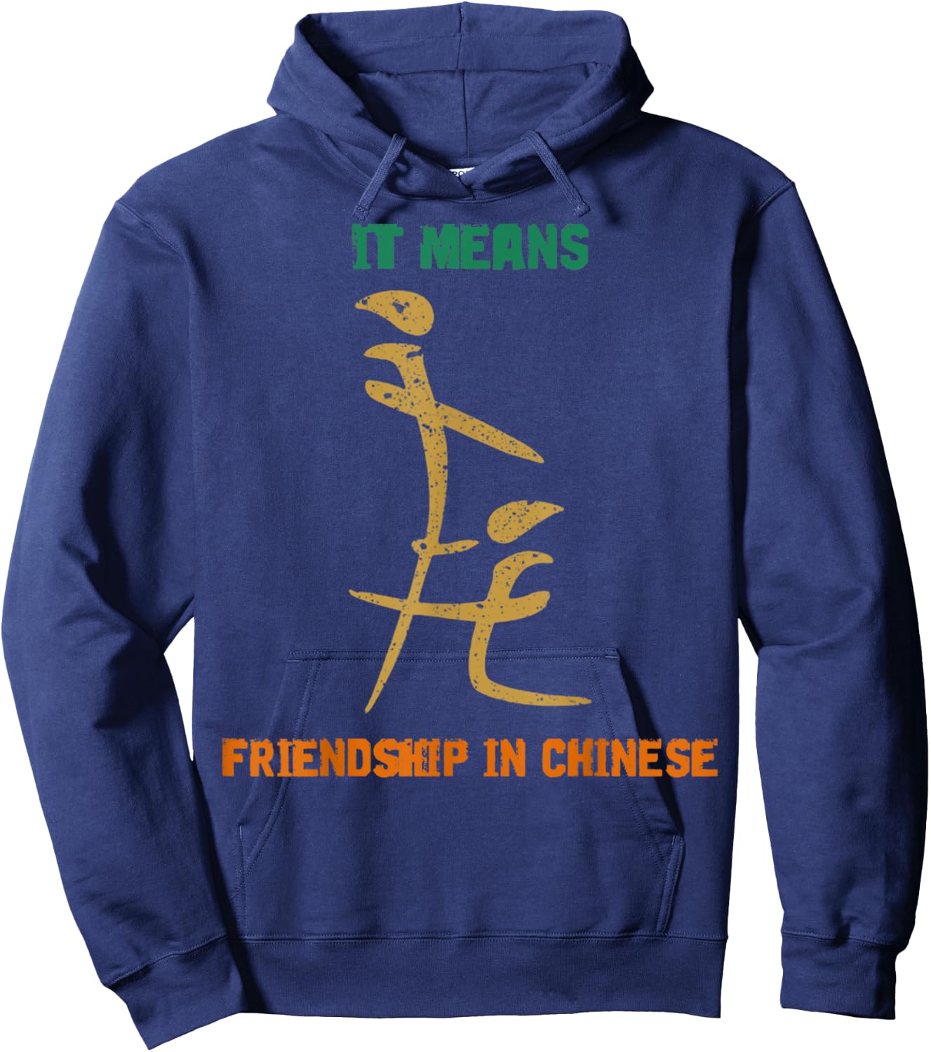 Vintage It Means Friendship In Chinese Retro Gift Men Women Hoodie - Hoodie | Navy