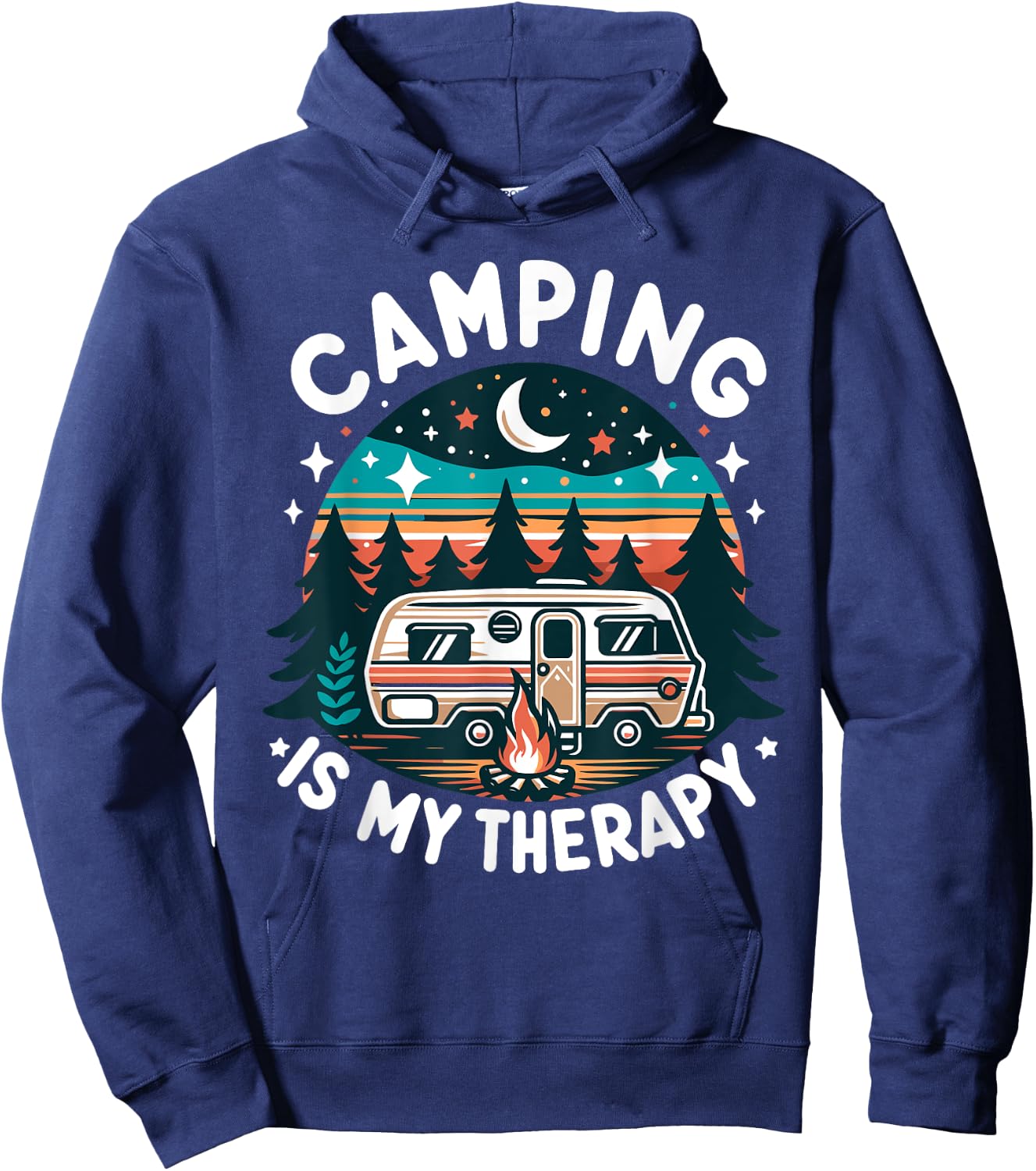 Camping Is My Therapy Summer Vacation Family Matching Funny Women Girls Kids Hoodie - Hoodie | Navy