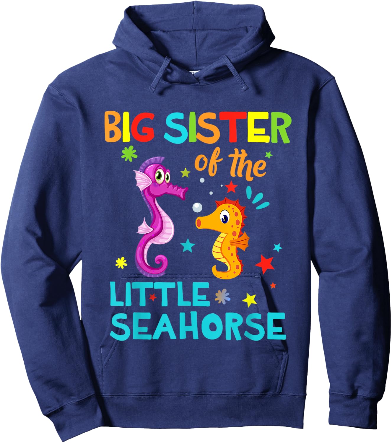 Big Sister Of Seahorse Shirts Birthday Shirts Matching Hoodie - Hoodie | Navy
