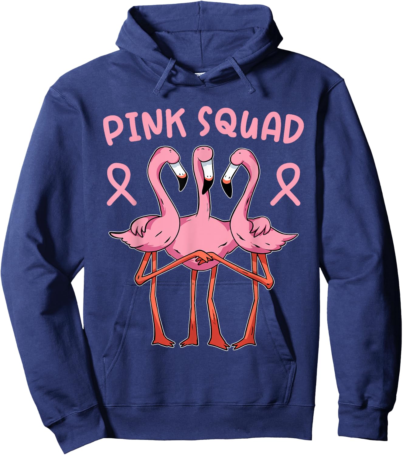 Flamingo Breast Cancer Family Matching Pink Support Squad Hoodie - Hoodie | Navy