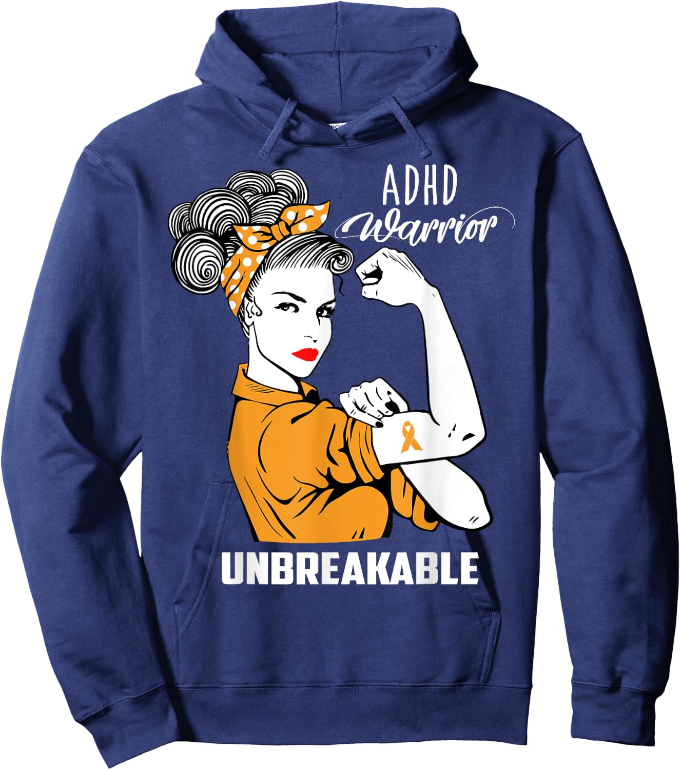ADHD Warrior Unbreakable Shirt ADHD Awareness Gift Hoodie - Hoodie | Navy