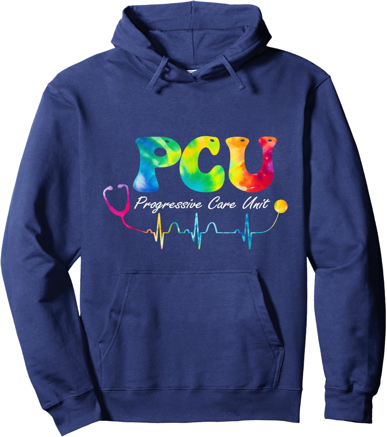 PCU Nurse Progressive Care Unit Nursing Tie Dye Hoodie - Hoodie | Navy