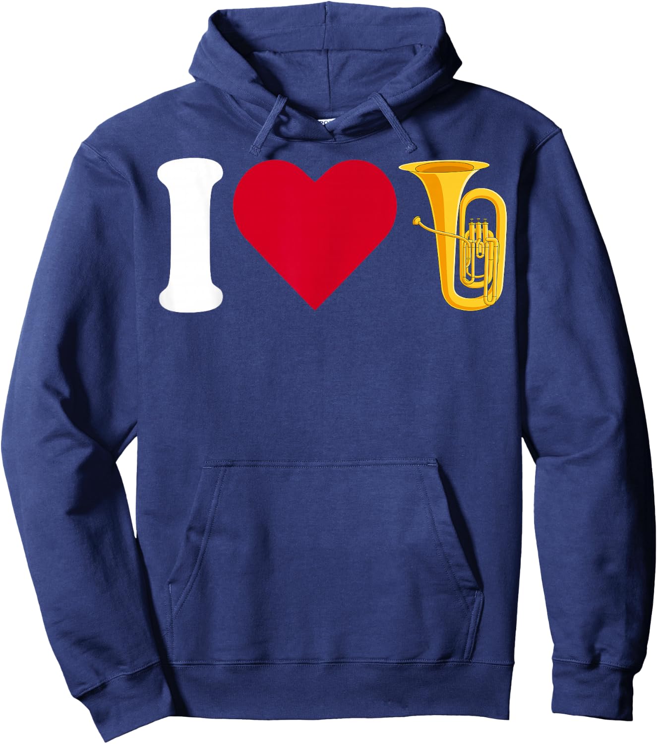 I Love Tuba - Love Heart Brass Musician Tuba Player Gifts Hoodie - Hoodie | Navy