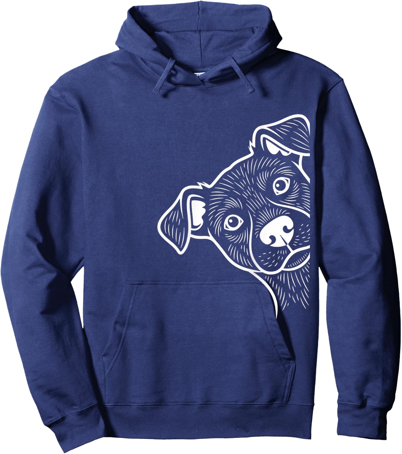Dog Peeking Design for Dog Lovers, Playful Puppy Portrait Hoodie - Hoodie | Navy