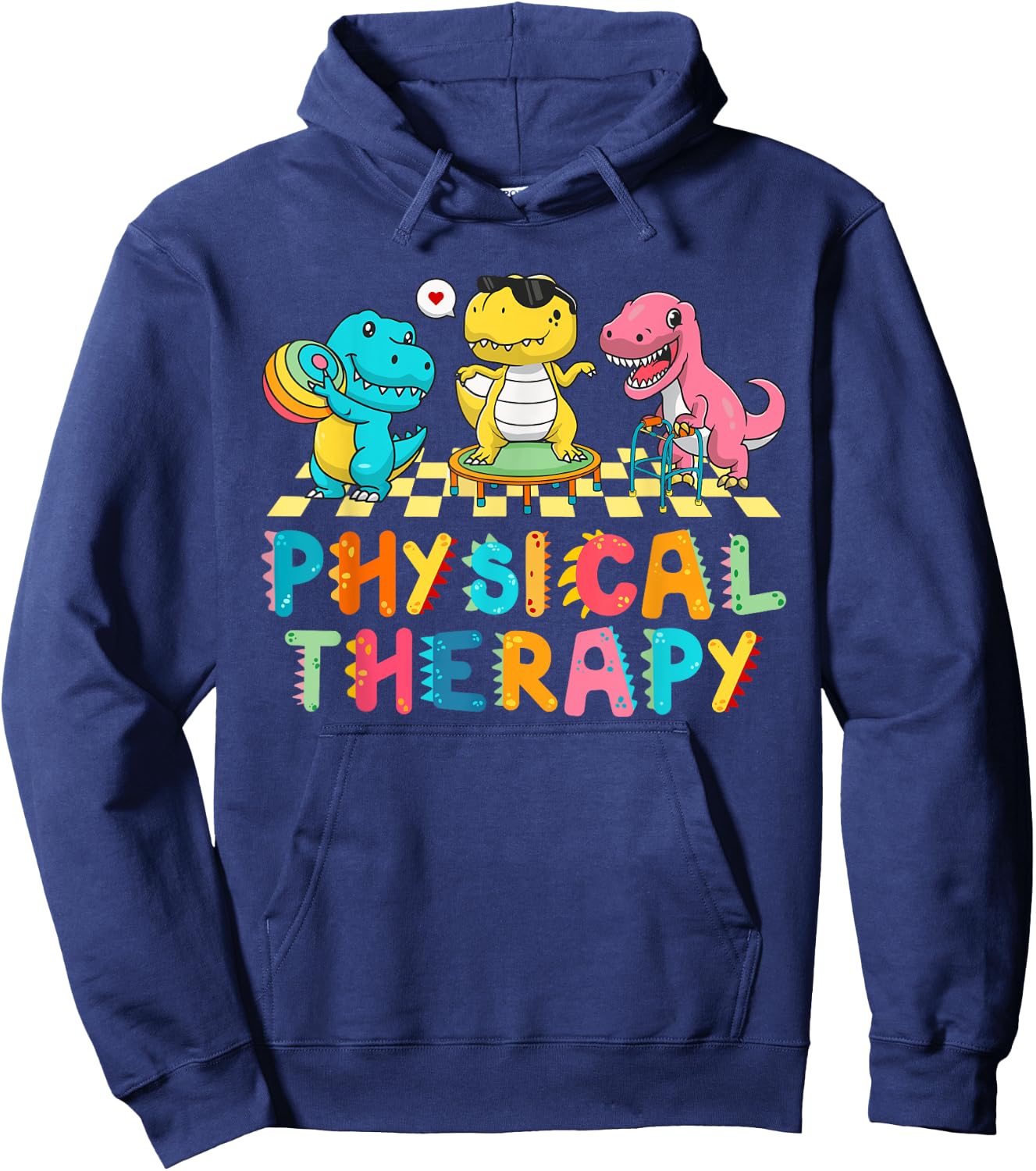 Pediatric Physical Therapist Cute Dinosaur PT PTA Therapy Hoodie - Hoodie | Navy