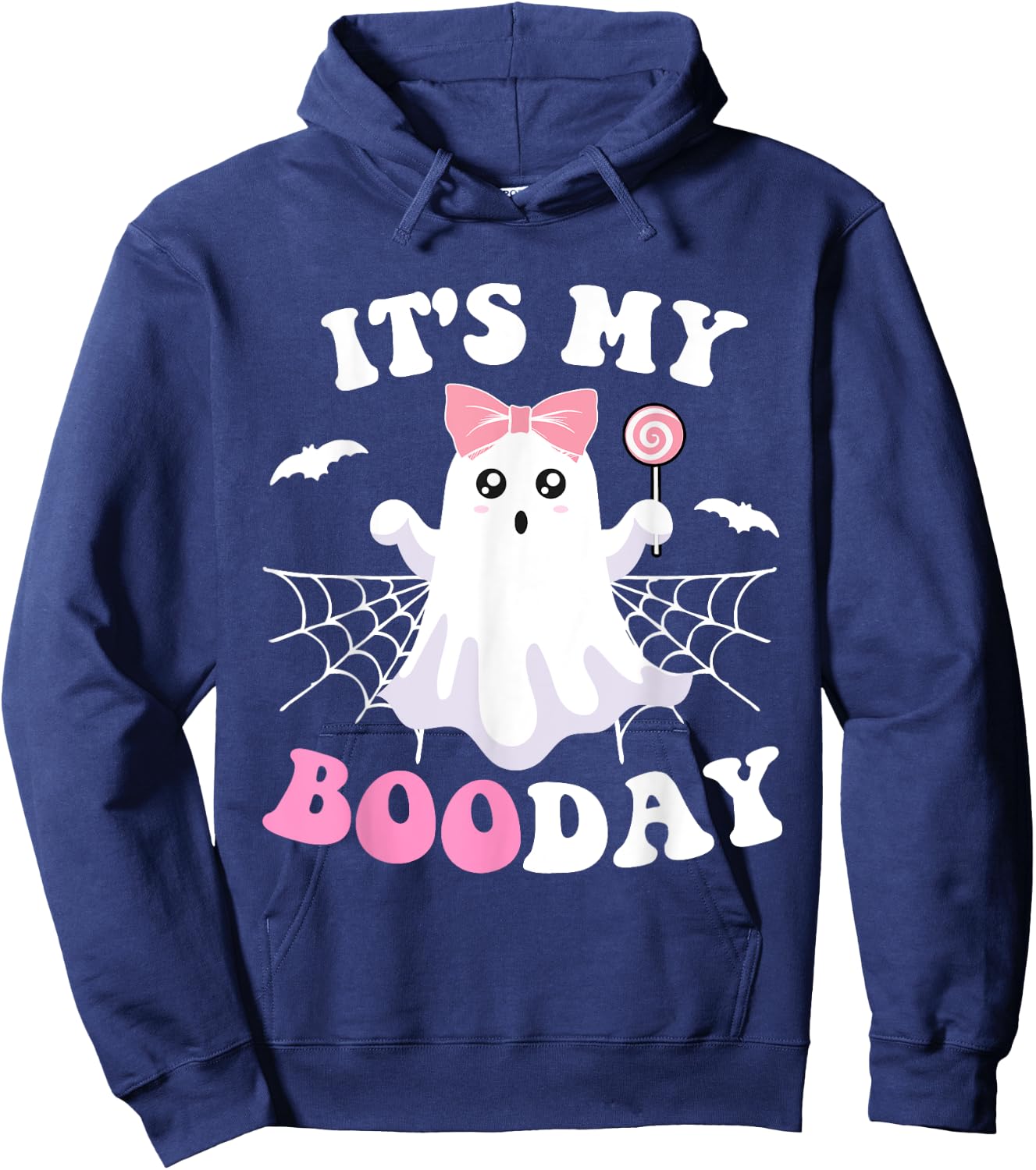 It's My Boo Day Cute Halloween Birthday Pink Ghost Girls Hoodie - Hoodie | Navy