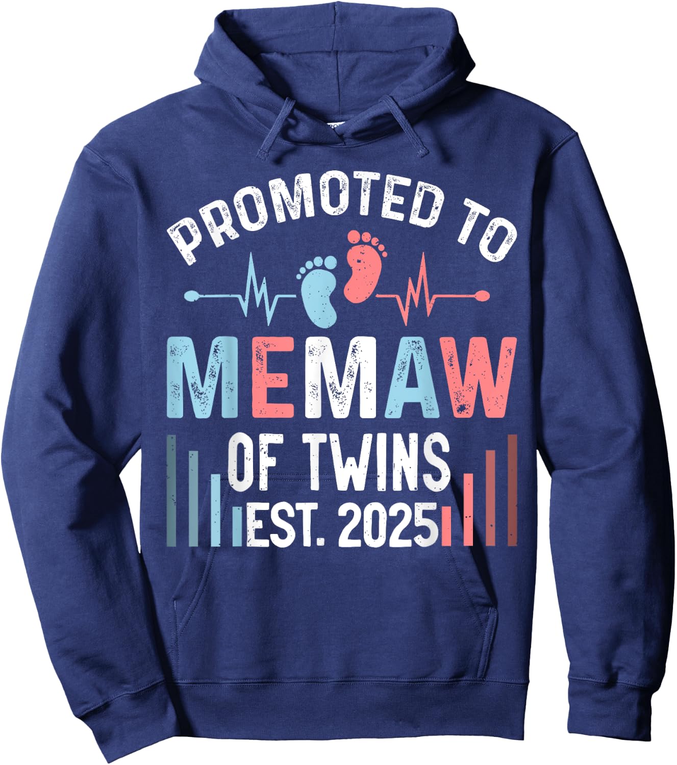 Promoted To Memaw Of Twins Est 2025 Twin Baby Shower Hoodie - Hoodie | Navy