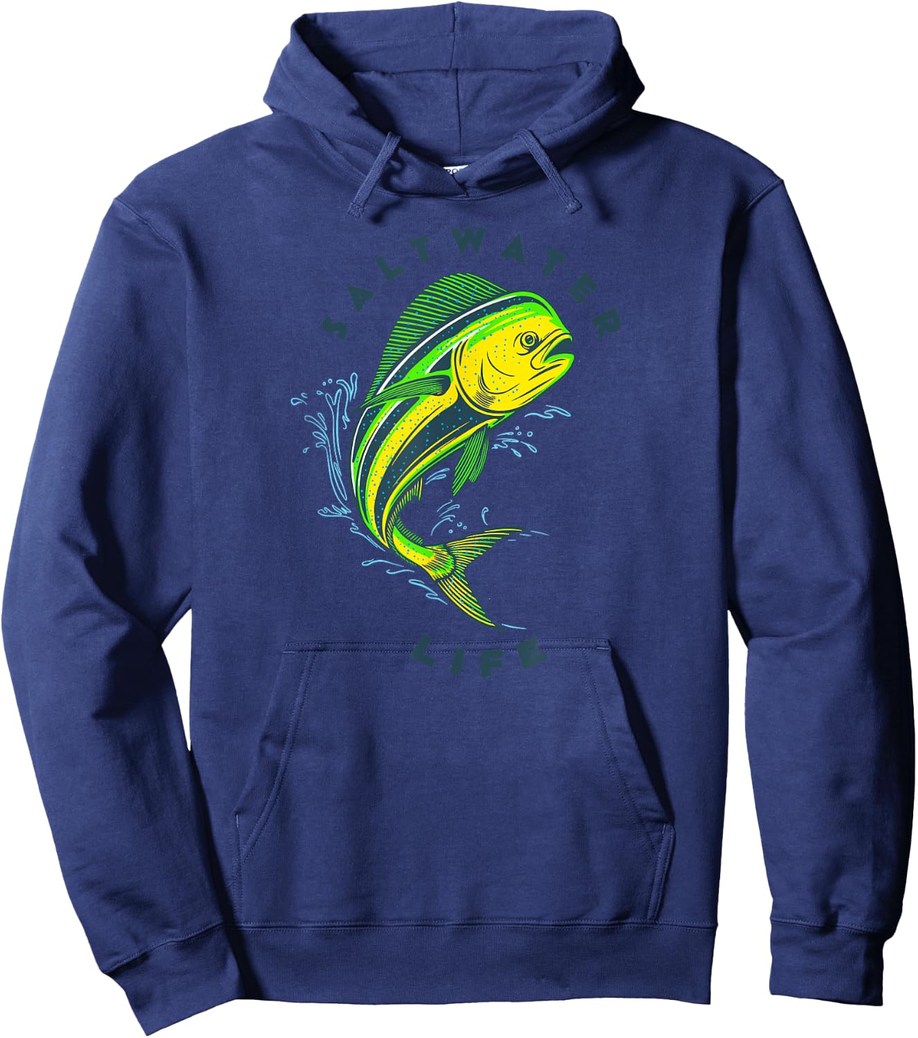 Saltwater Life Saltwater Mahi Mahi Jumping Fishing Hoodie - Hoodie | Navy