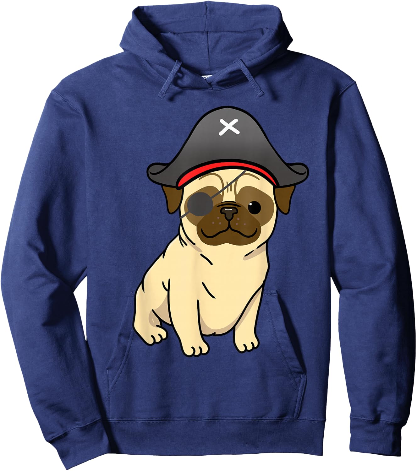 Pug Pirate Pug Halloween Hoodie - Hoodie | Navy