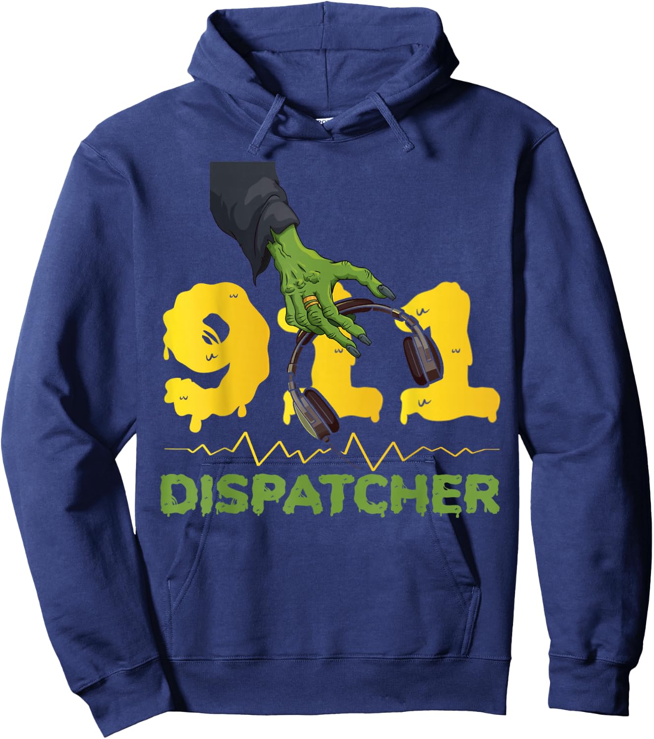 911 Dispatcher Thin Gold Yellow Line Halloween Costume 911 Hoodie - Hoodie | Navy