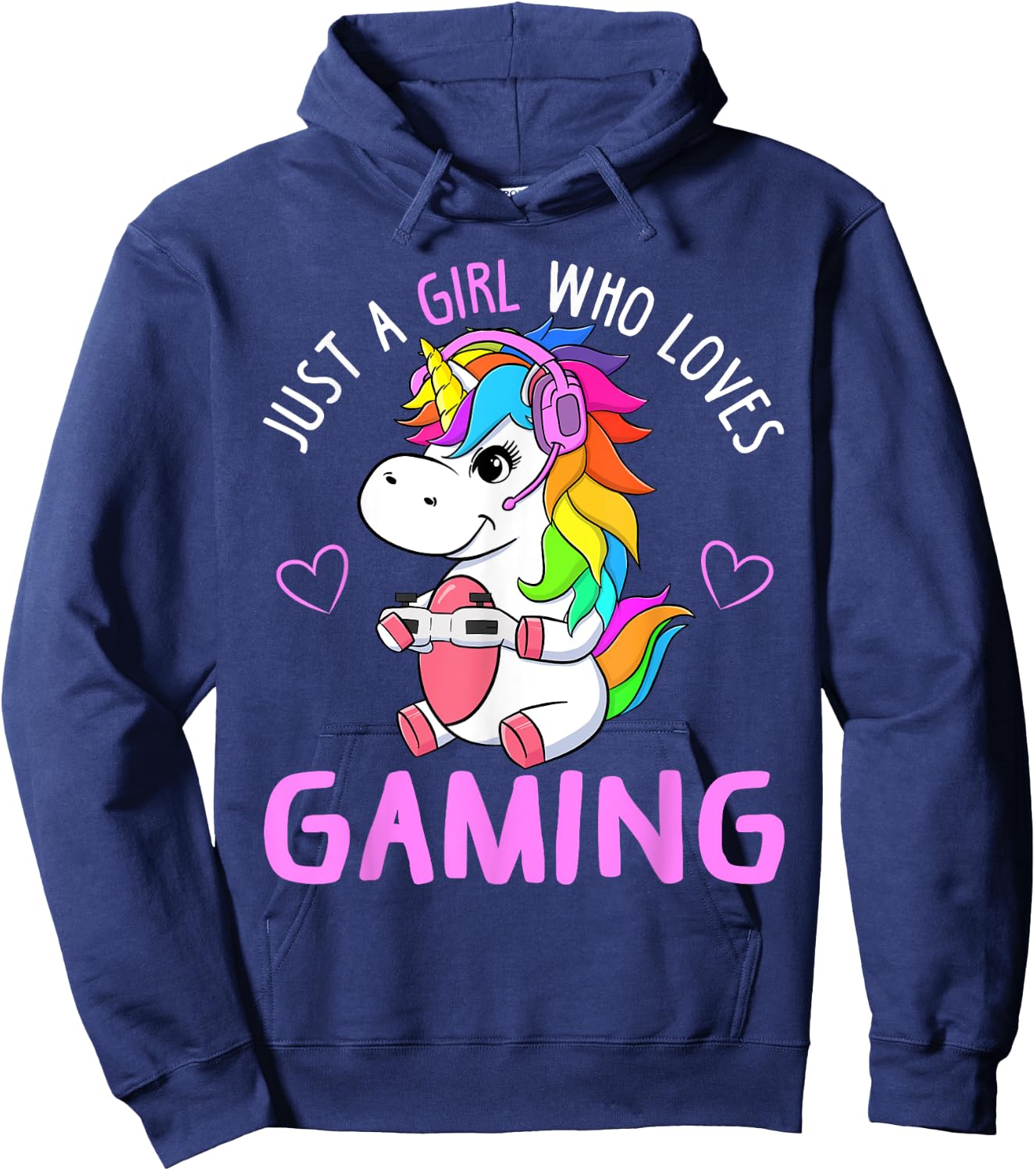 Just A Girl Who Loves Gaming Cute Gamer Unicorn Gift Women Hoodie - Hoodie | Navy