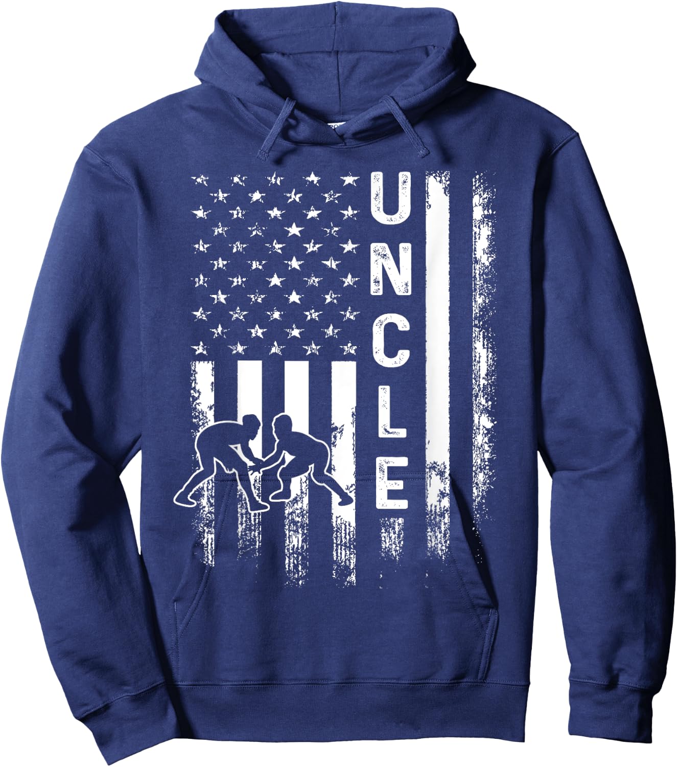 Wrestling Uncle American Flag Vintage Christmas Xmas Hoodie - Hoodie | Navy