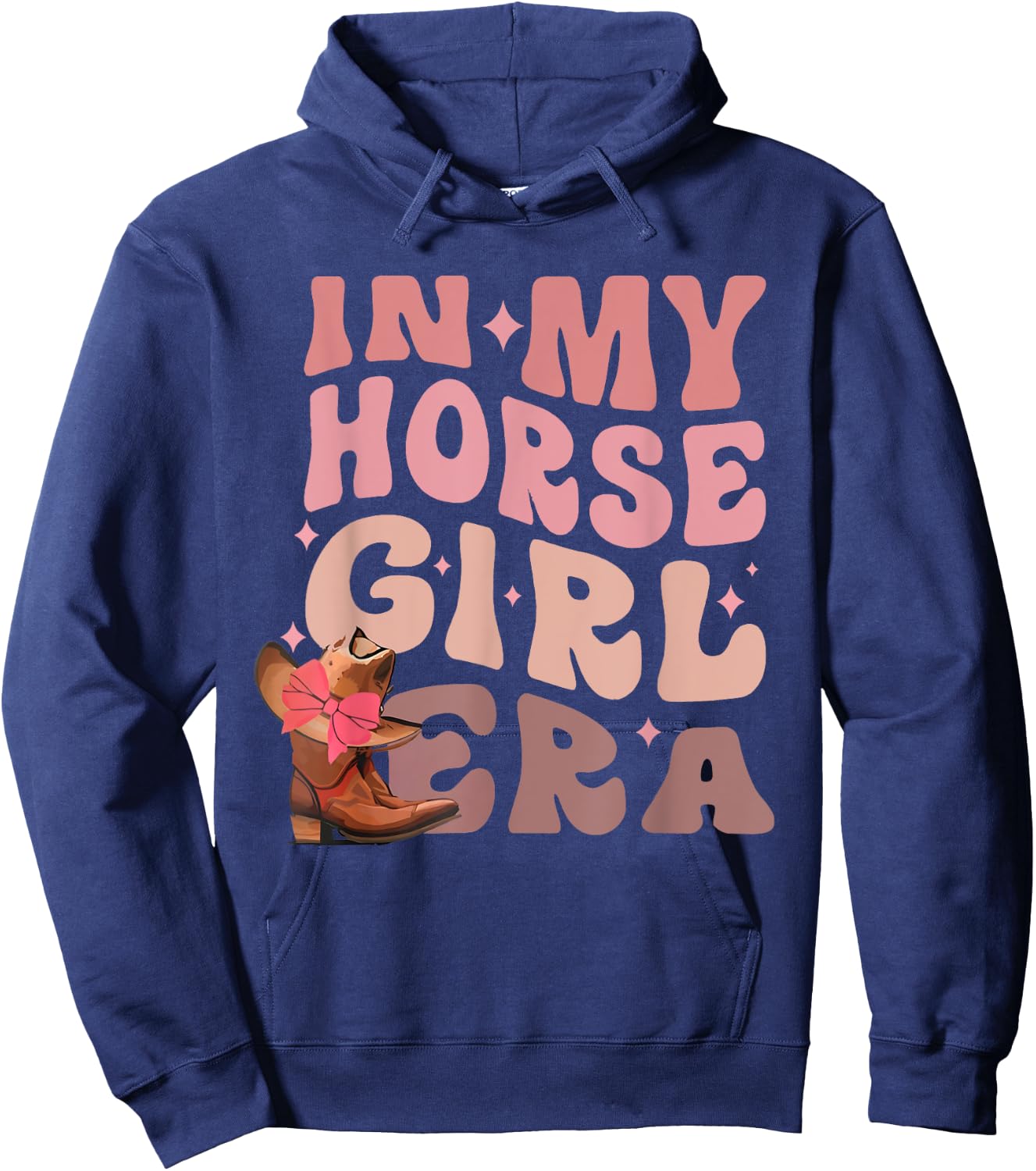 In My Horse Girl Era Cowgirl Western Rodeo Groovy Hoodie - Hoodie | Navy