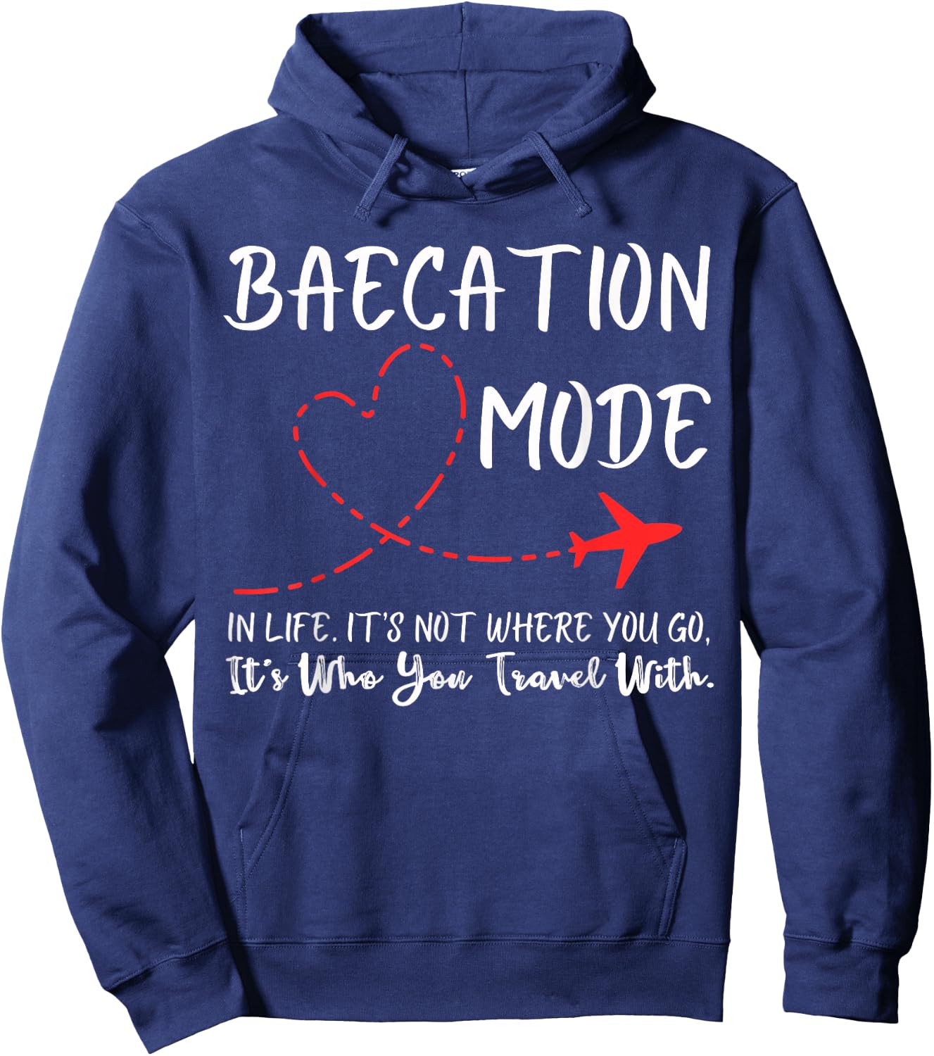 Funny Couple Matching Outfits For Baecay apparel Cute Couples Trip Matching Vacation Baecation Mode-Vibes Hoodie - Hoodie | Navy