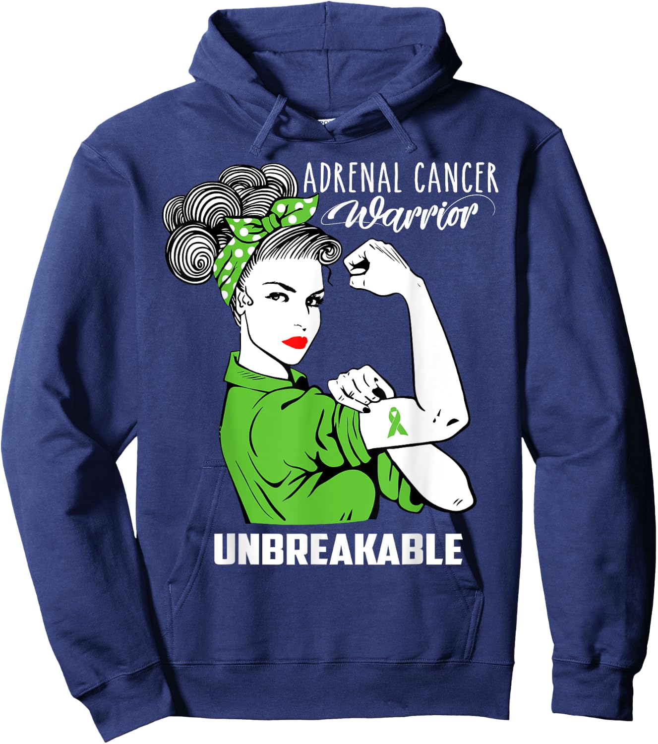 Adrenal Cancer Warrior Unbreakable Shirt Awareness Gift Hoodie - Hoodie | Navy