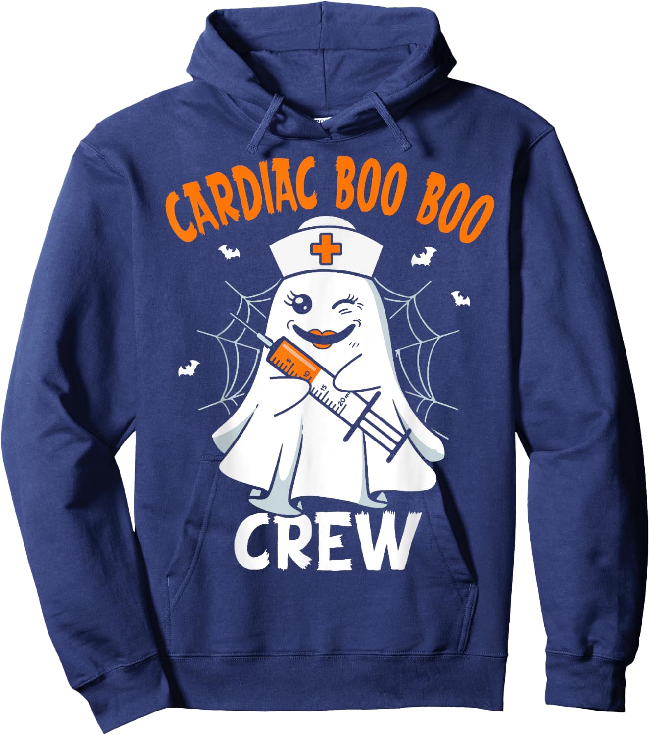 Cardiac Nurse Boo Crew Groovy Retro Nurse Halloween Hoodie - Hoodie | Navy